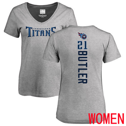Tennessee Titans Ash Women Malcolm Butler Backer NFL Football #21 T Shirt